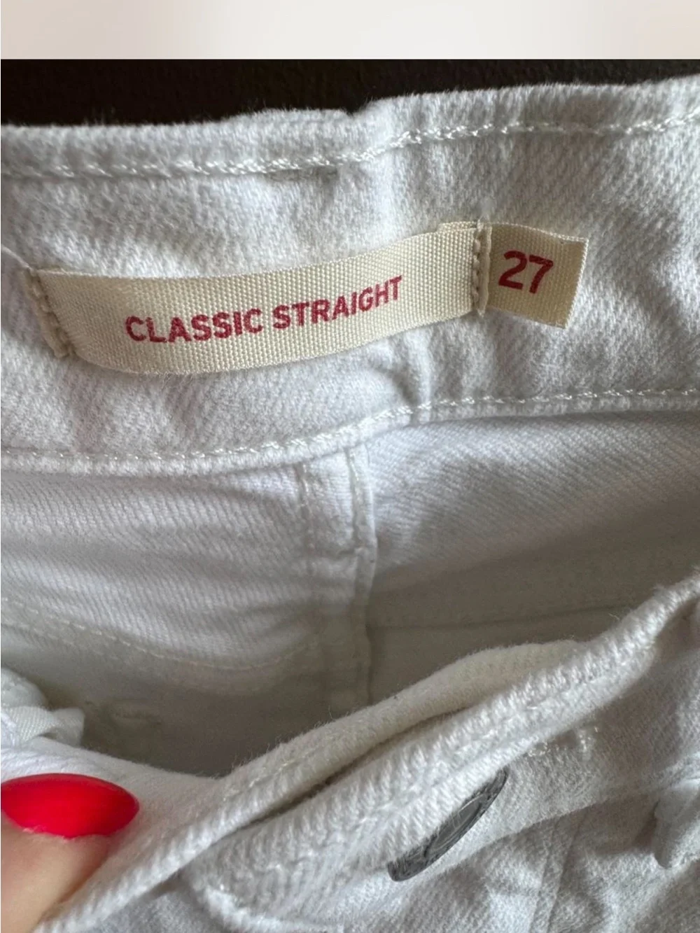Levi's classic white straight leg jeans size 27